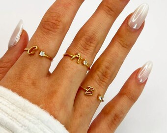 Wide Initial Ring - Etsy