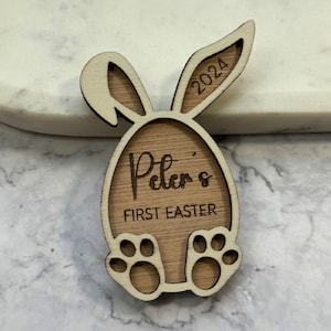 Personalisierte meine erste Osterhase Photo Prop, 1. Ostern Andenken aus Holz, Osterkorb Geschenkidee