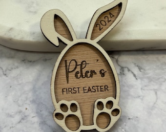 Personalised My First Easter Bunny Photo Prop, 1st Easter Wooden Keepsake plaque, Easter Basket Gift Idea