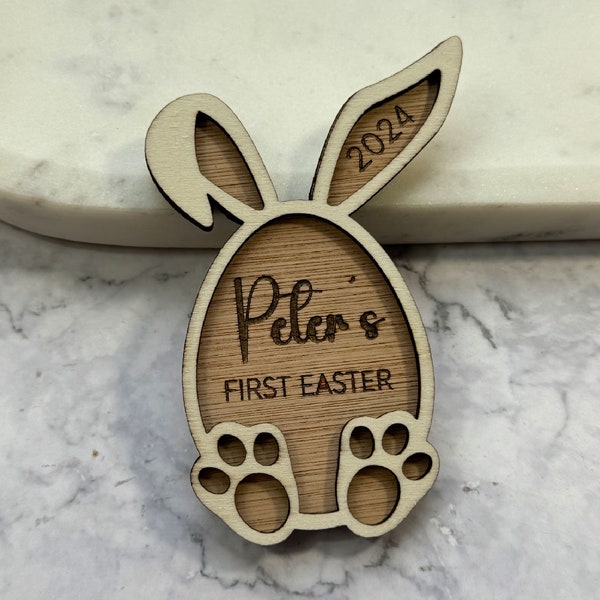 Mon premier accessoire photo personnalisé de lapin de Pâques, 1ère plaque souvenir en bois de Pâques, idée cadeau de panier de Pâques