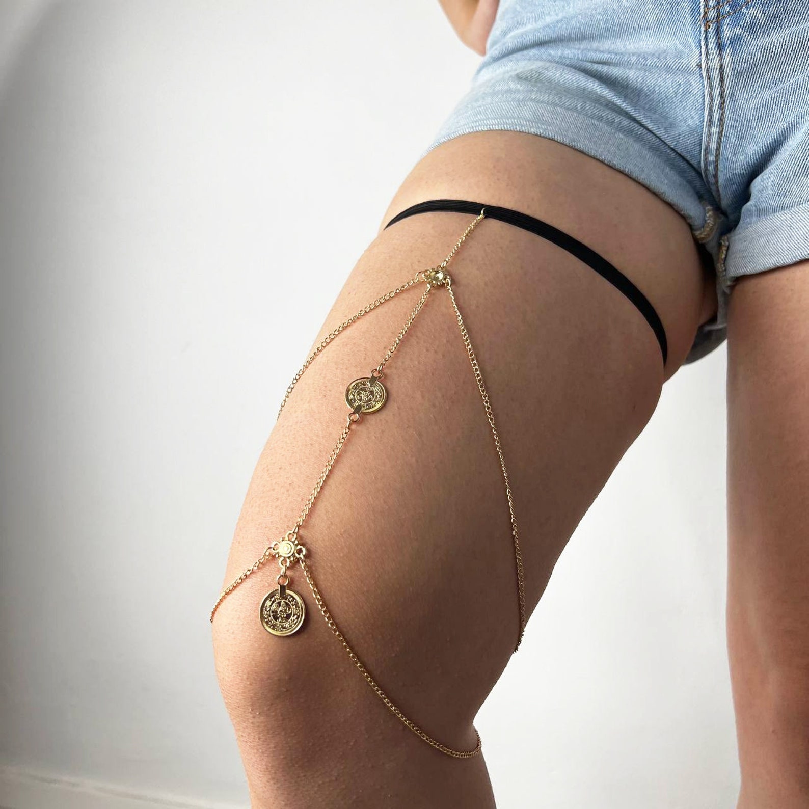 Coin Leg Chains Bikini Thigh Leg Chains Body Pendant Beach Etsy