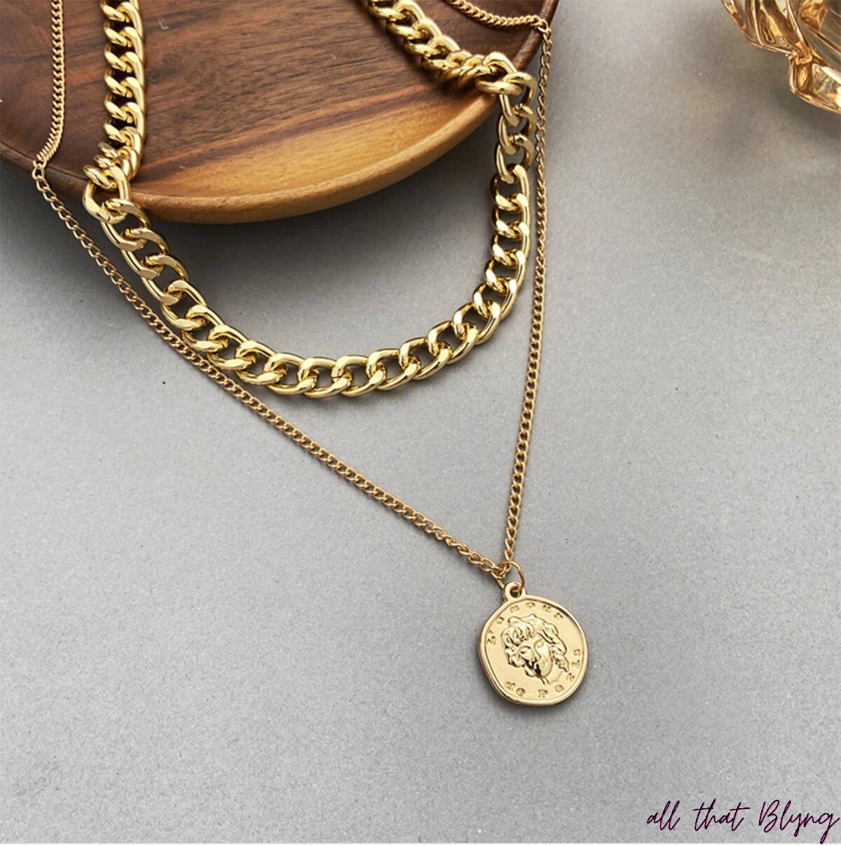 Vintage Multi layer Coin Chain Choker Necklace gold Chunky Etsy