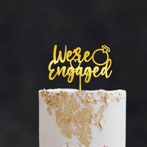 We're Engaged Cake Topper with Initials, Rustic Engagement Cake Topper, Bridal Shower Cake Topper, Cake Topper Engagement Party