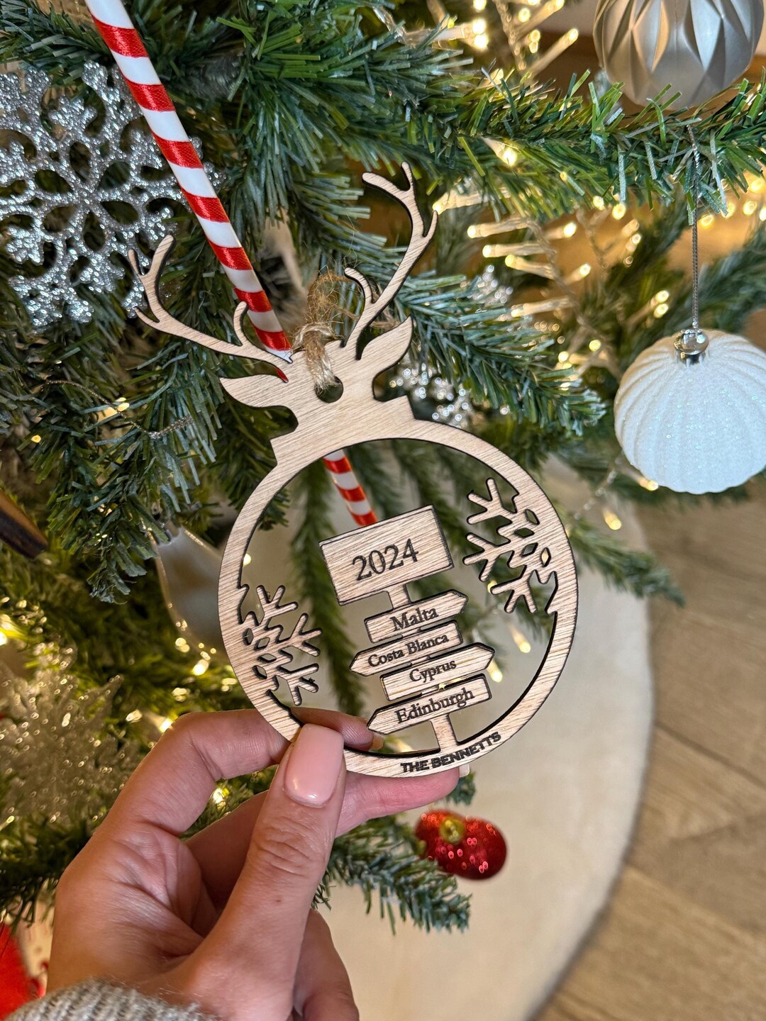 Personalized Travel Places Location Sign Post | Christmas Ornament ...