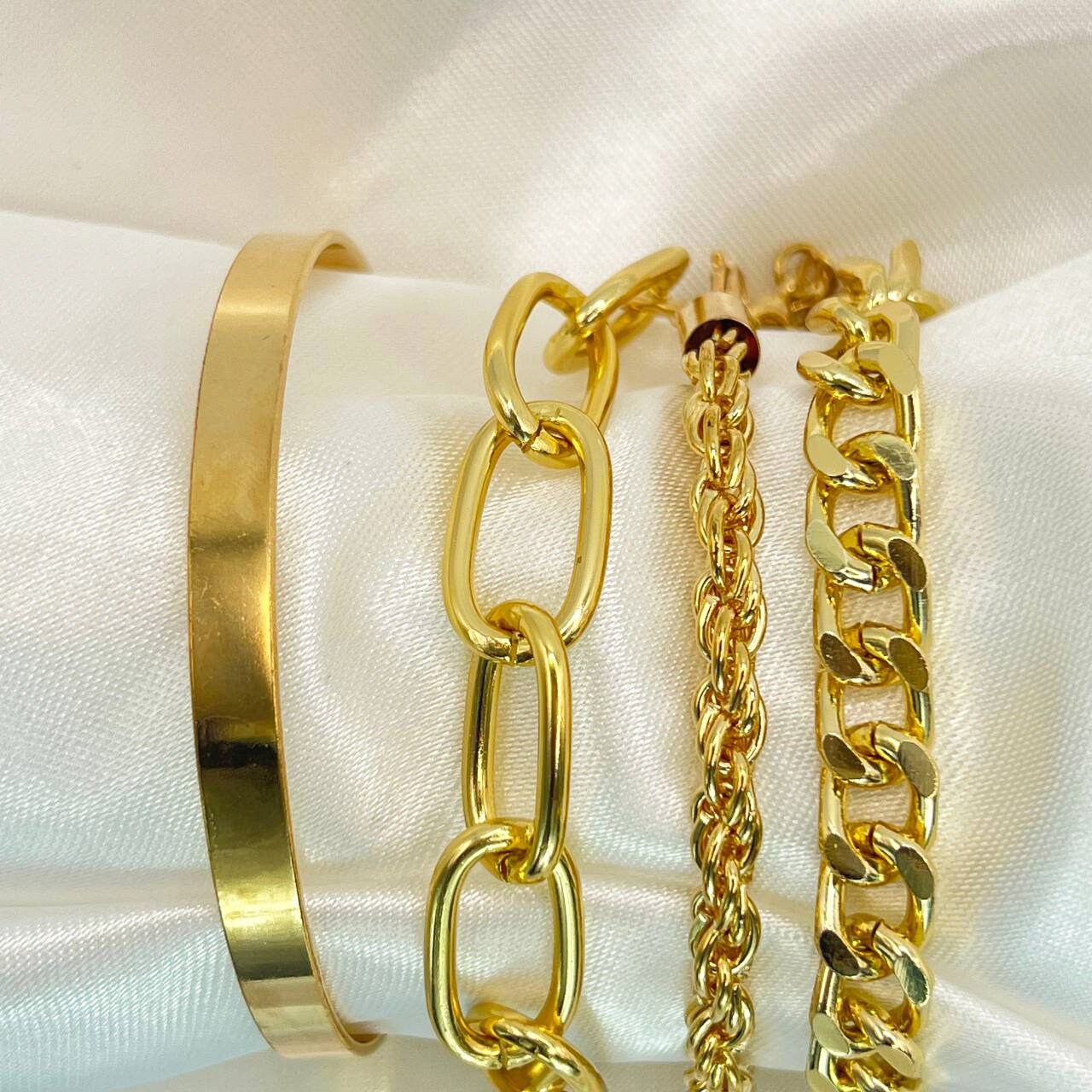 gold chain bracelet layers stacked – Clutch Jewelry