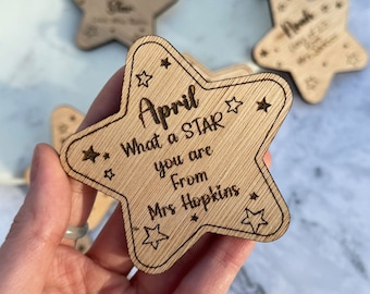 Personalized Teacher Pupil Gift - School Leaver 2024 - Personalised Wooden Star - Leaving Present From Teacher - Graduation Gift End of term