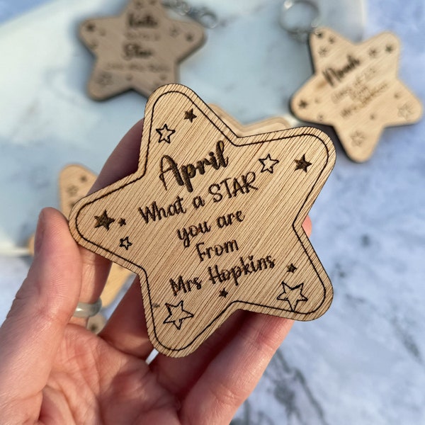 Personalized Teacher Pupil Gift - School Leaver 2024 - Personalised Wooden Star - Leaving Present From Teacher - Graduation Gift End of term