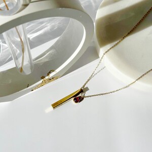 Customizable Vertical Bar Necklace with Birthstone: Personalized Engraved Name, Date, Location, Initial Jewelry, Perfect Gift for Her!