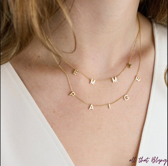Custom Letter Necklace | Personalized Name Jewelry | Spaced Letter Necklace | Vote Necklace | Gift for Her | Mothers Day Gift
