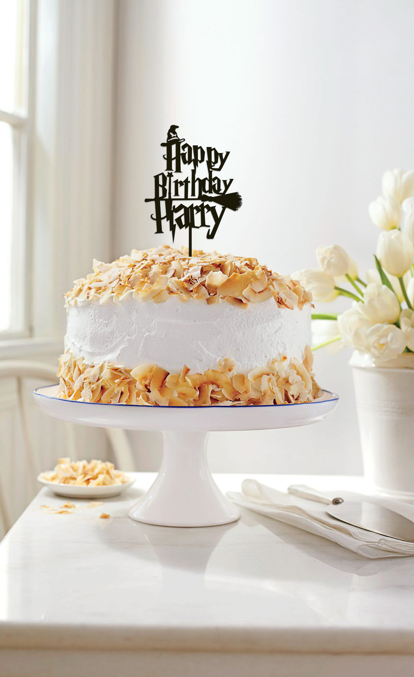 Topper Torta Mago Nero Glitterato - Decorazione Compleanno A Tema Magico - Foto 7