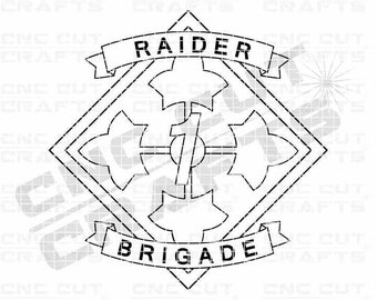 Raider Brigade svg insignia logo emblem patch monogram black white outline cnc cricut laser wood cut file