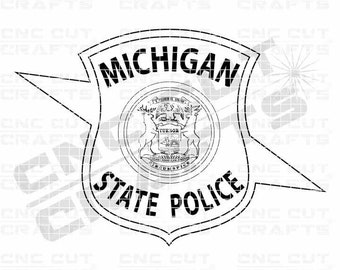 Michigan State Police svg badge vector logo monogram dxf cnc gesneden laser graveren snijbestand