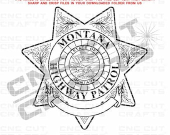 Montana Highway Patrol svg logo badge patch black white outline vector dxf cnc laser cut engraving digital file