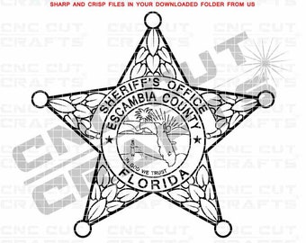 Escambia County Sheriff Office logo svg vector badge patch emblem monogram black white outline svg clipart cnc laser cut file