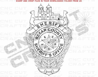 Logotipo de la insignia del sheriff del condado de Bexar, Texas, SVG, DXF, archivo cortado con láser