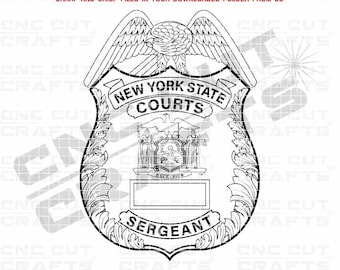 New York State Court Sergeant svg badge vector shield crest monogram outline cnc cut Cricut, laser engraving, digital model custom number