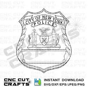 City of New York Police badge svg senza numero vuoto svg dxf cnc cricut cut file NYC Police logo
