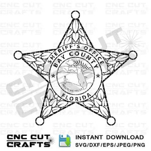 Bay County Sheriff Büro Abzeichen Florida Svg Dxf Cricut cnc Router-Datei