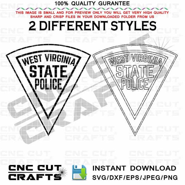 West Virginia State Police Badge vector svg patch logo emblem monogram high quality cnc laser cutting digital dxf jpg png file
