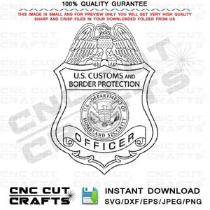 CBP Officer SVG Badge, Customs and Border Protection Officer, Homeland Security logo vector black white emblem monogram dxf cnc cut file