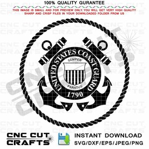 Amerikansk kustbevaknings insignia vektor, laserskurna filer (svg, dxf, eps, png, jpg)