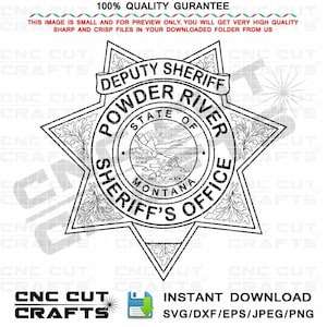 Deputy Sheriff svg badge Powder River County Sheriffs Office vector logo Montana Sheriff star dxf cnc cut laser engraving cricut file
