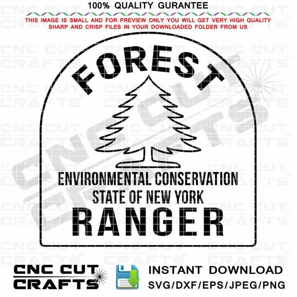 Forest Ranger svg, State of New York Environmental Conservation logo emblem monogram svg dxf cricut cut cnc router file laser wood engraving