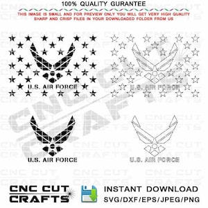 US Air Force logo svg black white dxf vector digital Stencil for custom flag union template set with 4 separate files cnc cut file