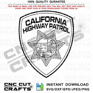 California Highway Patrol svg Shoulder Patch CHP patch svg Badge black white vector outline cnc cut laser cut wood engraving digital file
