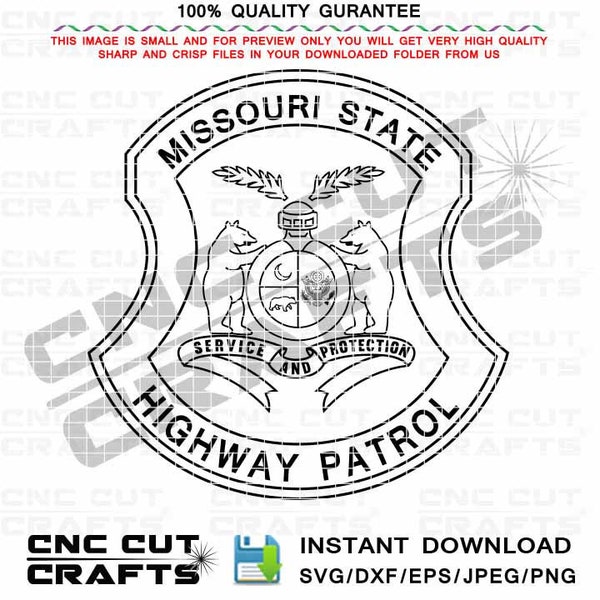 Missouri State Highway Patrol svg logo badge black white outline vector monogram cnc cut, laser cut, wood engraving, digital router file