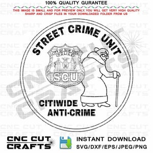 Street Crime Unit Logo City of New Work Police Badge Vector SVG cnc cut, Laser Cut, Cricut Svg, Laser Engraving, Cnc Router file, NYC, SCU