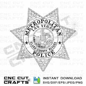 Insignia de la policía metropolitana svg Condado de Clark Nevada parche monograma cnc router láser archivo de corte de grabado