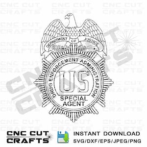 Special Agent Logo Svg US Drug Enforcement Administration DEA Abzeichen Svg Dxf Vektor Werkzeugweg cnc Router Cricut Laser schneiden Gravur Datei