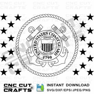 Bandeira da Guarda Costeira dos EUA União vetor SVG DXF Formatos cnc Cricut arquivo de corte a plasma a laser
