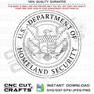 Dept of Homeland Security svg seal vector logo emblem black white vector monogram for Cricut, CNC Router, Laser Cutting, Wood Engraving