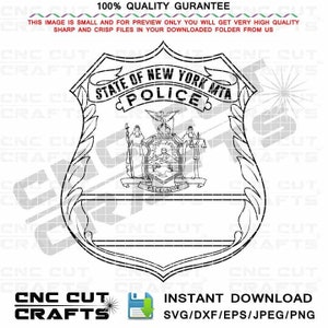 May include: Black and white line art illustration of a New York City Police Department badge. The badge features the state seal of New York, the words "State of New York MTA Police", and a blank space for text.