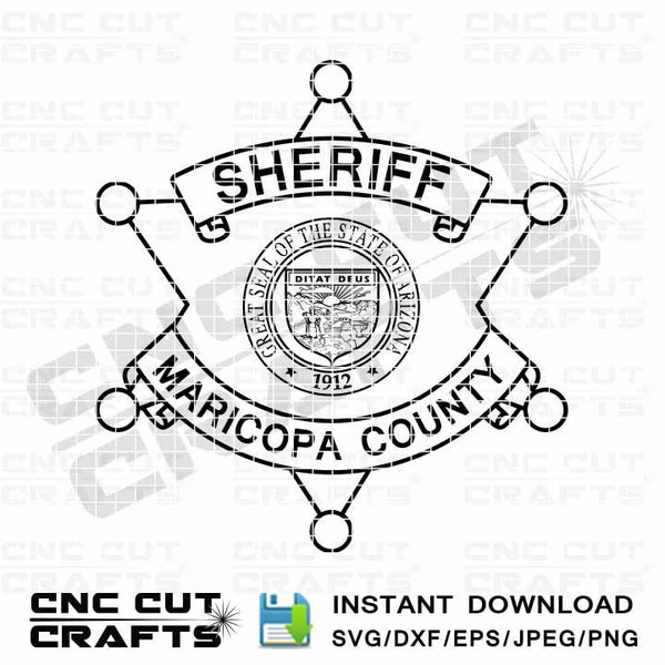 Maricopa county sheriff svg Arizona State sheriff badge patch logo monogram vector dxf cnc router cricut wood laser engraving cutting file