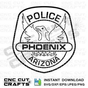 Phoenix Police, Département, badge, patch, logo, Arizona, clipart, Vector, svg, dxf, cricut, laser, cnc, routeur, fichier coupé,