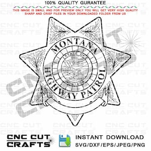 Montana Highway Patrol svg logo badge patch black white outline vector dxf cnc laser cut engraving digital file