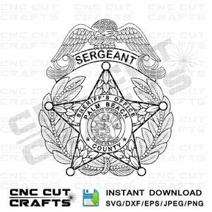 SVG Palm Beach Sheriffs Office Sergeant Badge logo vector dxf cnc cricut laser wood engraving cutting file