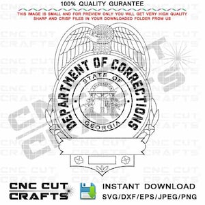 Dept. of Corrections, Vector Badge, Svg Logo, Emblem, Patch, Monogram, State of Georgia, outline Cnc file for Laser Cutting Engraving