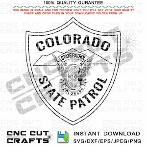 Colorado State Patrol badge vector svg dxf black white outline motor wheel and wings Patrol police logo svg badge patch emblem monogram