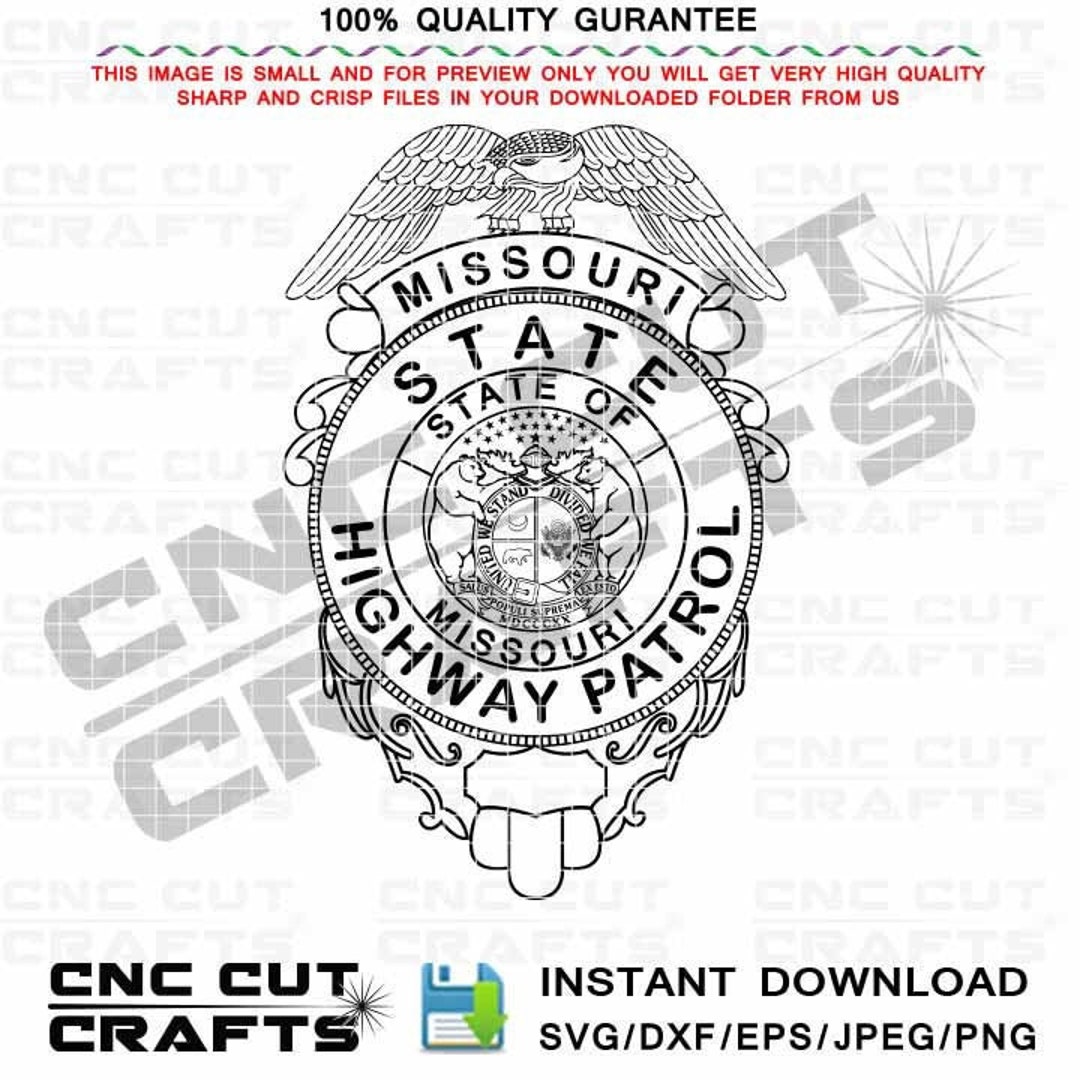 Insignia de la Patrulla de Carreteras de Missouri con Eagle svg en blanco  sin número contorno blanco negro dxf vector cnc, láser, archivo de corte  digital - Etsy México, image size:1080x1080