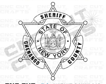 Chenango County Sheriff Badge Vector, SVG DXF CNC File