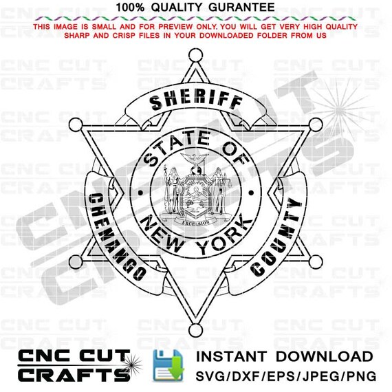 Chenango County Sheriff Badge Vector Svg Dxf Cnc Router File Etsy