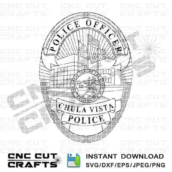 Chula Vista Police officer svg badge vector blank police logo Etsy