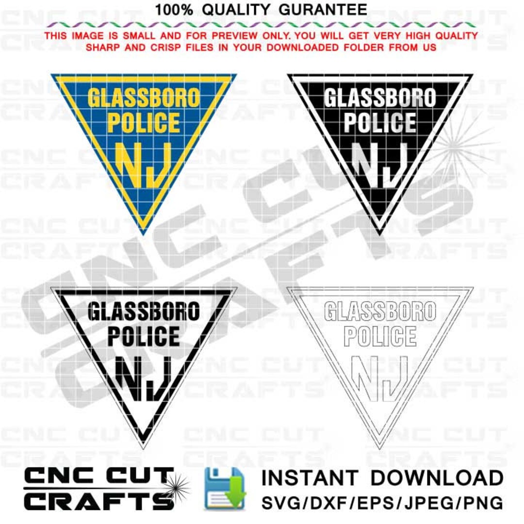 Glassboro NJ Police Department Logo New Jersey Color and Black White Vector File in 4 Different