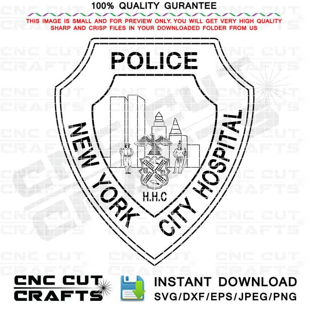 New York City Hospital Police Svg Badge Vector Patch, Monogram, Insignia, Shields, Line Art