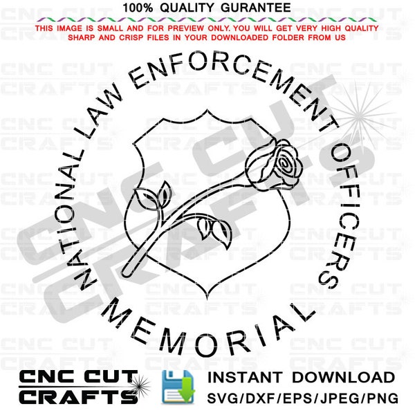 National Law Enforcement officer memorial badge vector, svg, dxf, cnc laser cutting, laser engraving, cricut file, digital cutting file