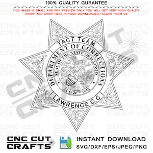 TACT Team dept of Corrections Badge Vector lasergravure bestand Illinois State